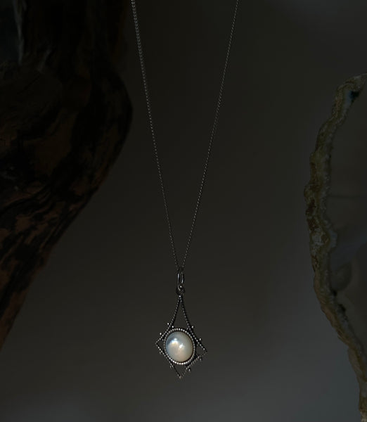 ophelia silver antique pearl necklace