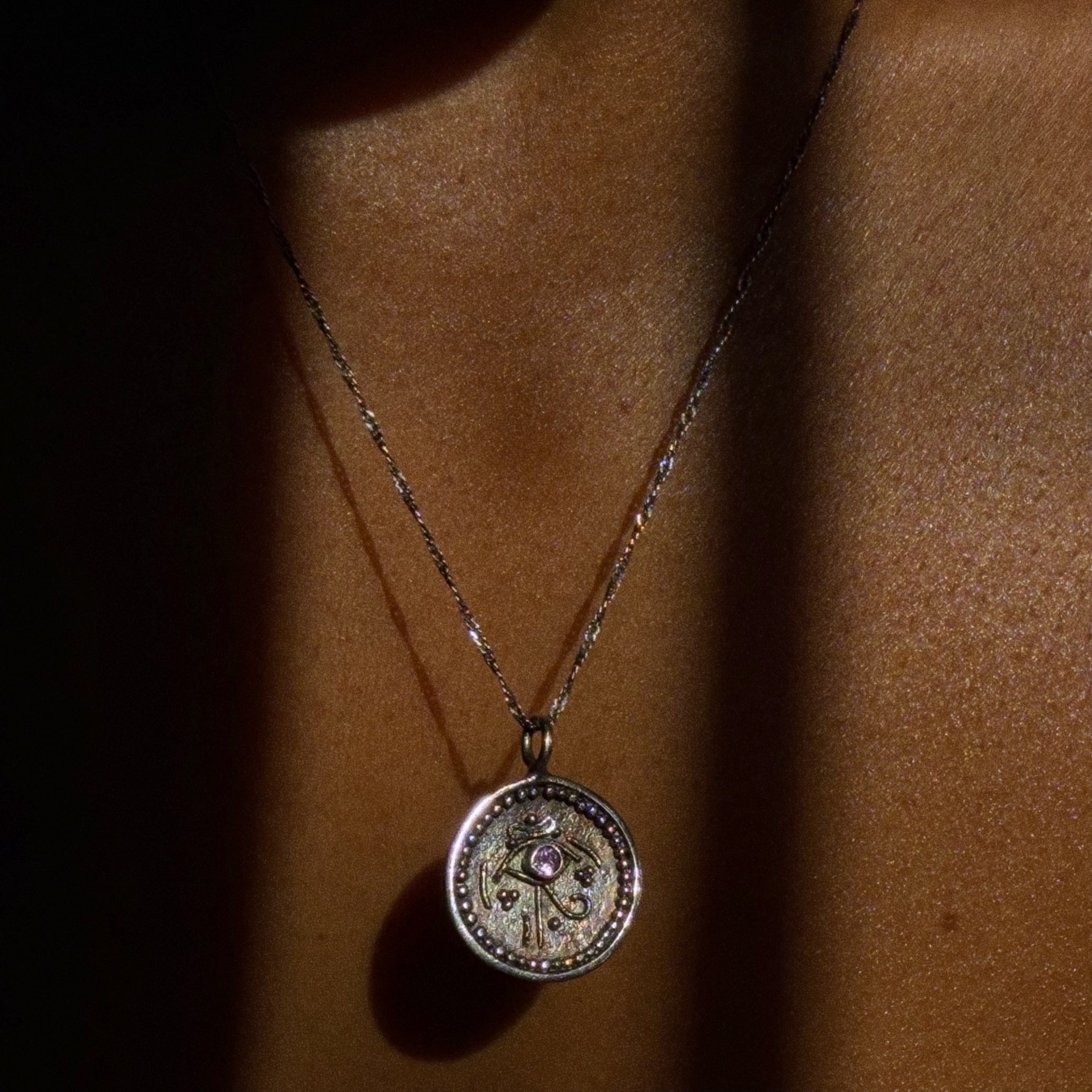 amethyst eye of ra sterling silver necklace handcrafted in bali