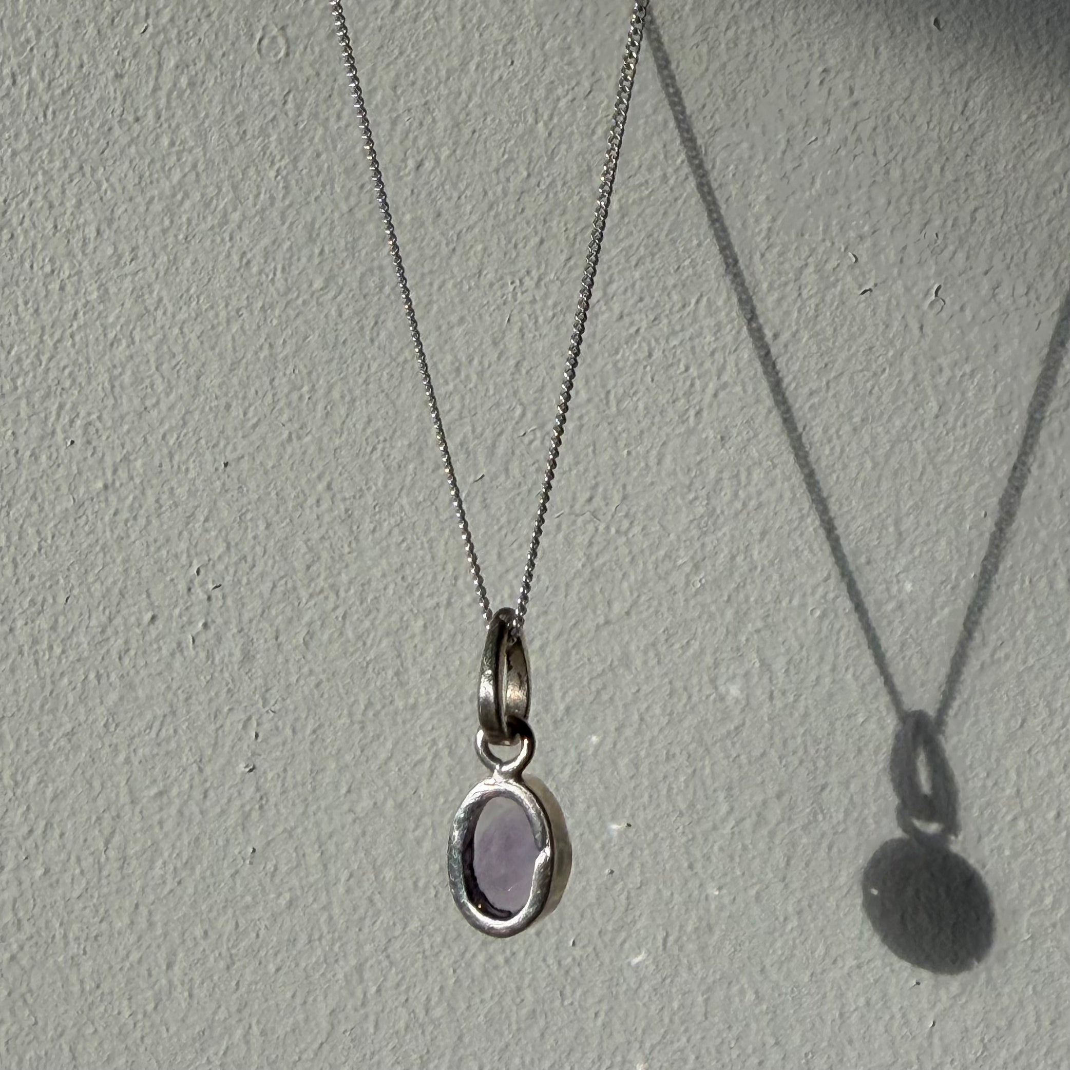 open back design of amethyst sterling silver pendant