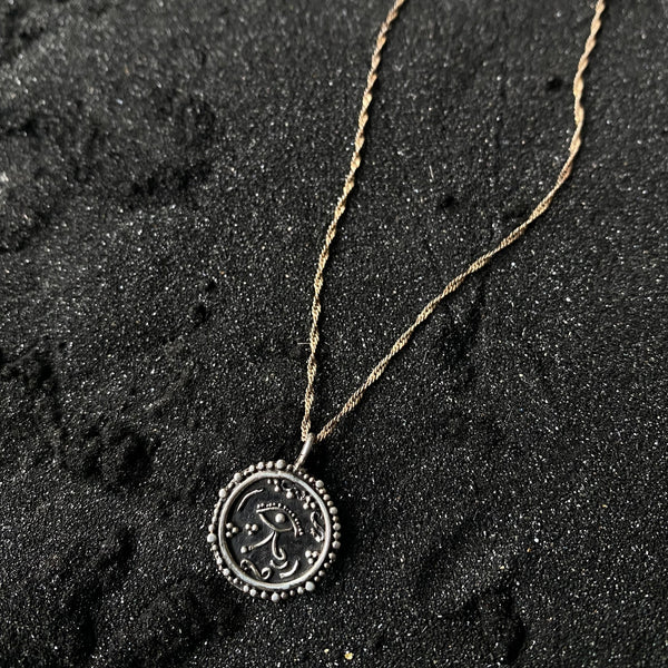 antique silver eye of horus pendant