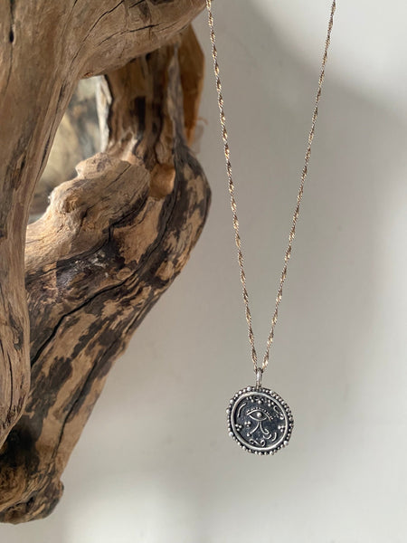 recycled 925 sterling silver eye of horus necklace