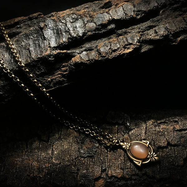 aria peach moonstone art deco necklace