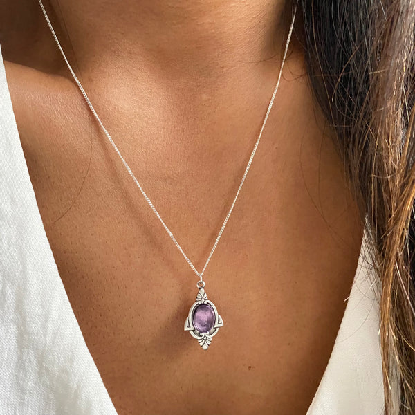 aria rose cut amethyst necklace