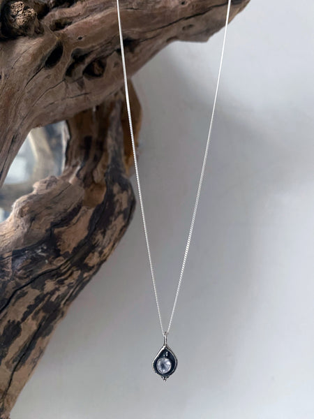 recycled silver rose quartz necklace