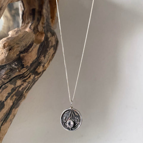 fine silver rose quartz lotus necklace