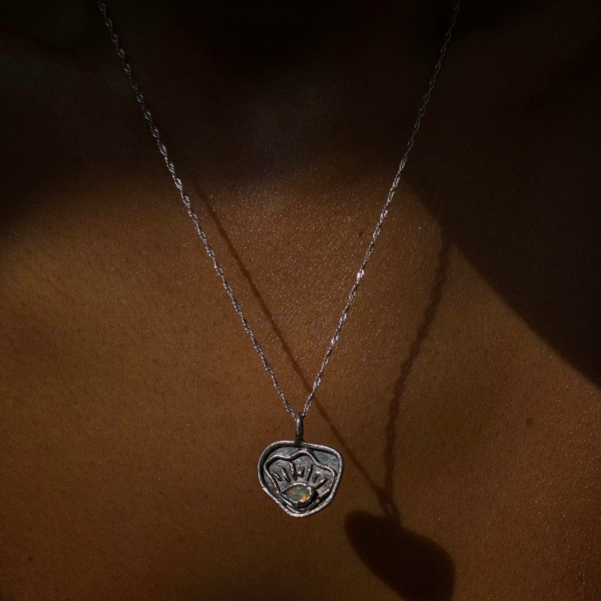 opal shell sterling silver necklace