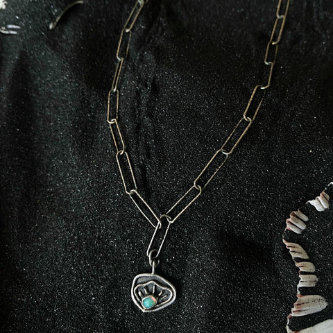 opal shell silver necklace