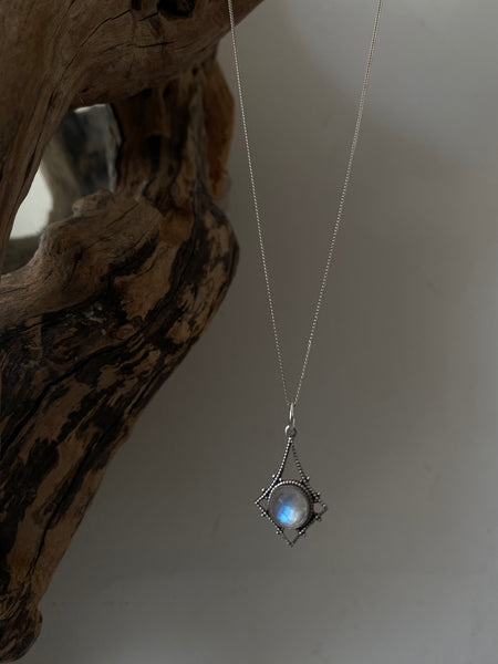 ophelia rainbow moonstone silver neckalce