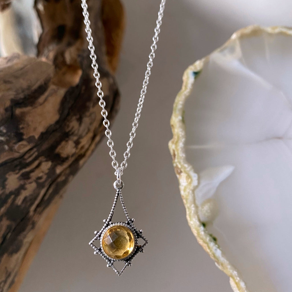 silver citrine necklace