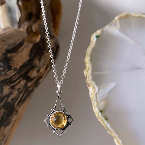 silver citrine necklace