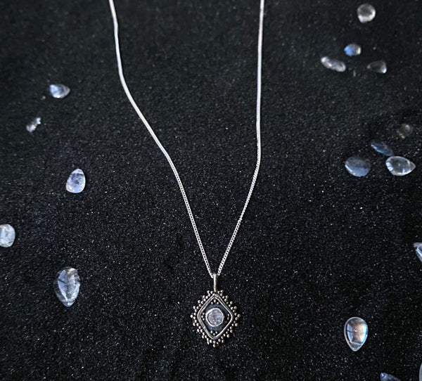 rainbow moonstone eye necklace