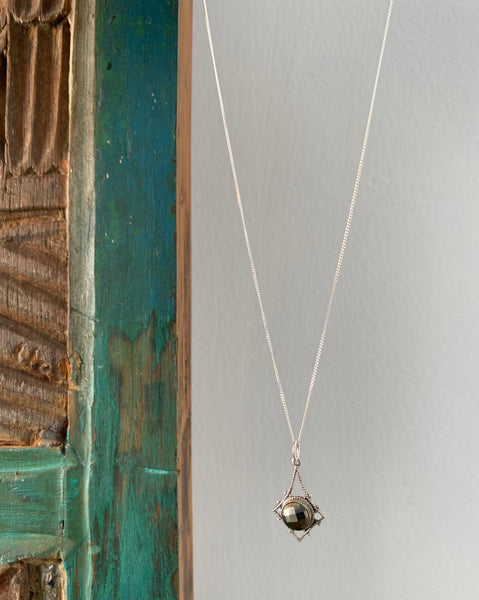 rania antique silver pyrite necklace