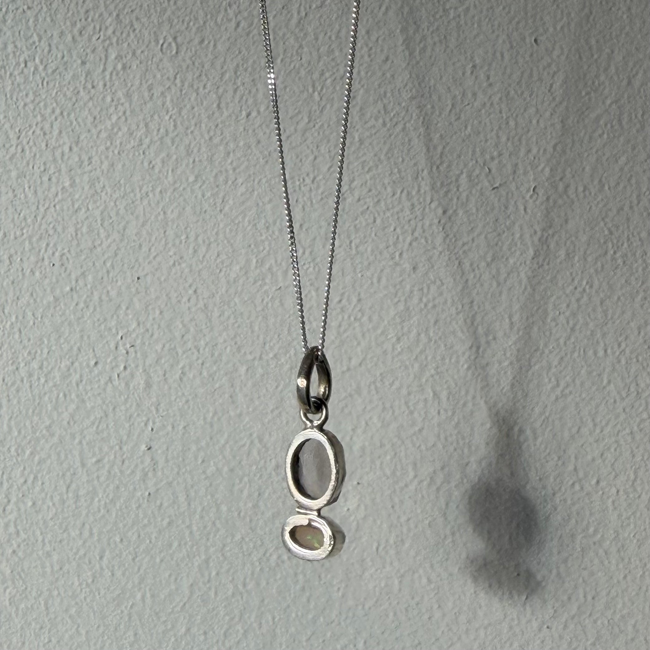 open back design rose quartz opal sterling silver pendant