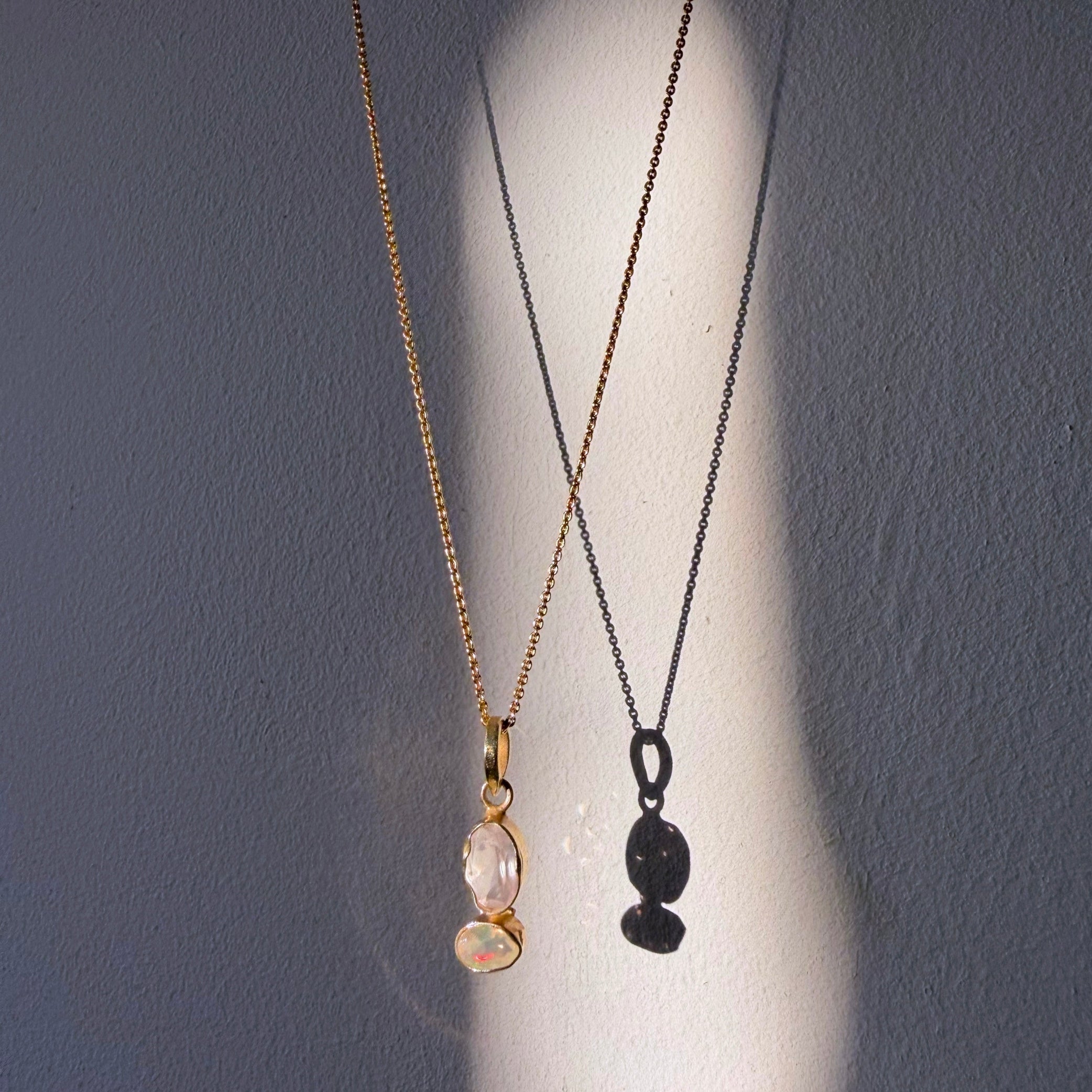 rose quartz opal gold pendant