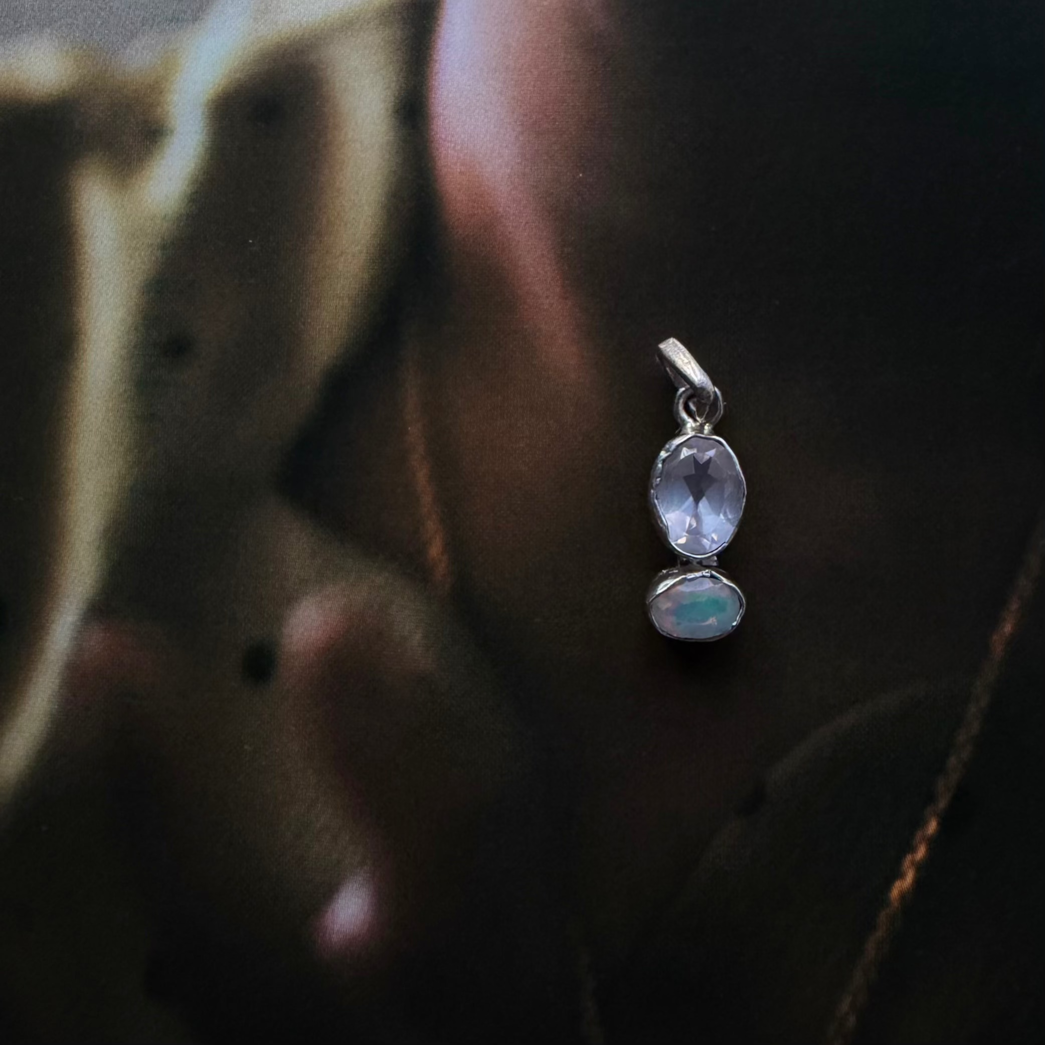 rose quartz and opal sterling silver pendant handcrafted in bali