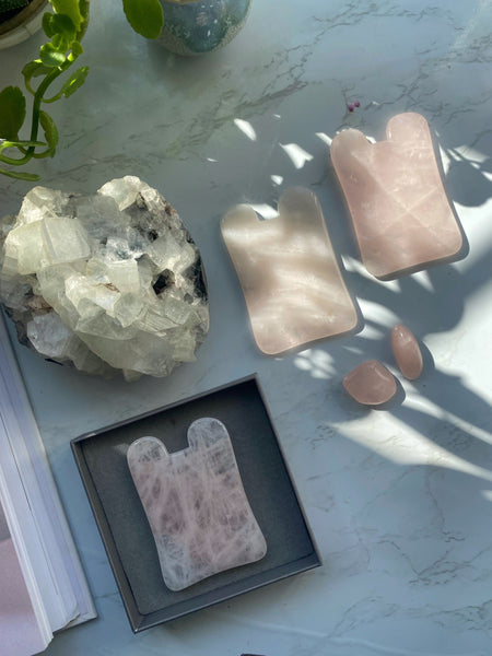 rose quartz square gua sha