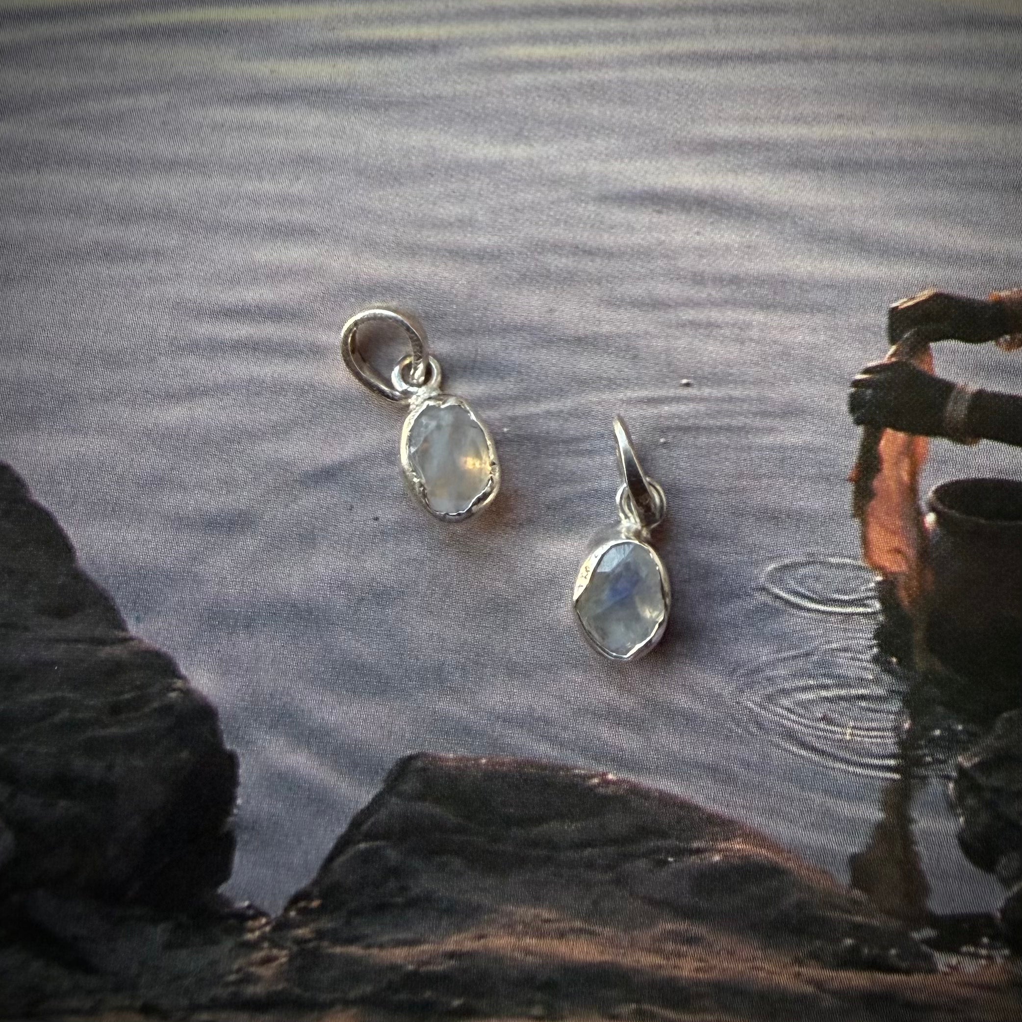 rainbow moonstone silver pendants handcrafted in bali