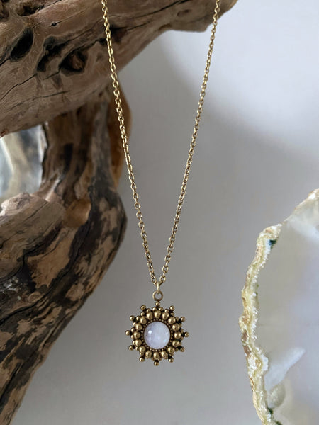siya rainbow moonstone gold necklace