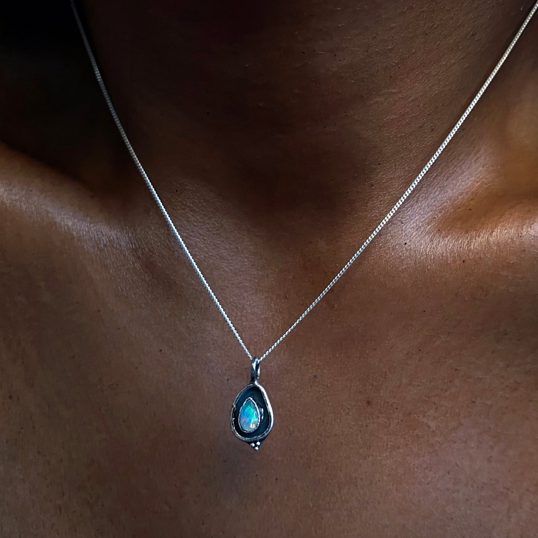 silver opal necklace