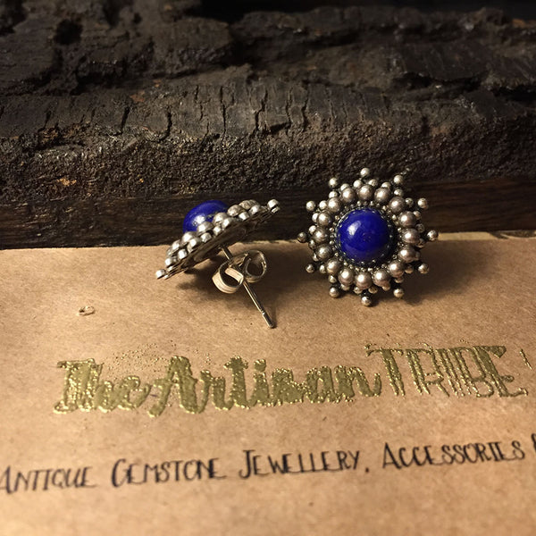 silver lapis earrings