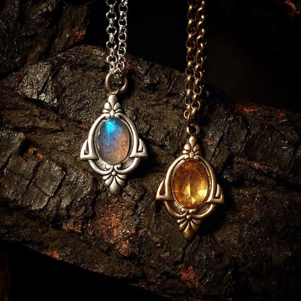 labradorite necklace - citrine choker