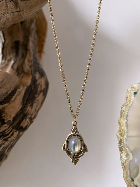 rainbow moonstone necklace