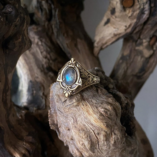 gold labradorite ring