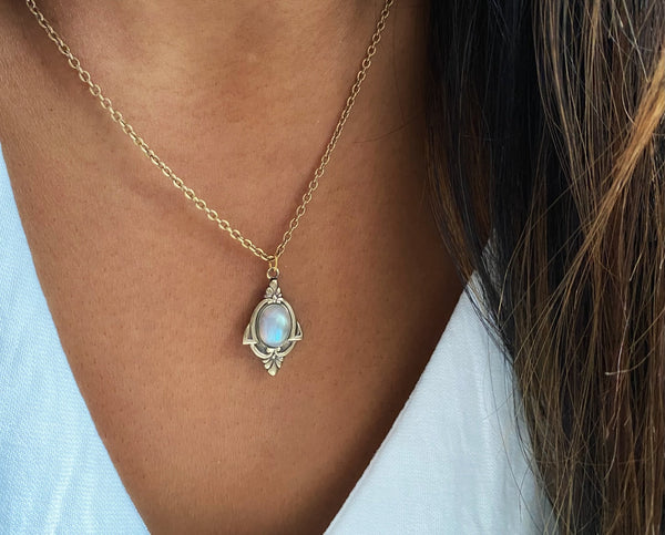 gold moonstone necklace