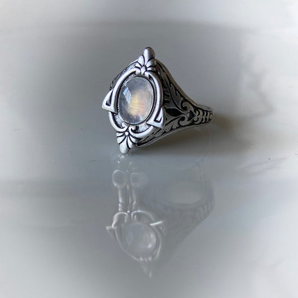 aria rainbow moonstone ring