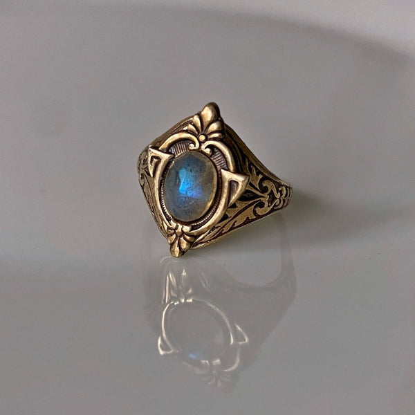 brass labradorite ring