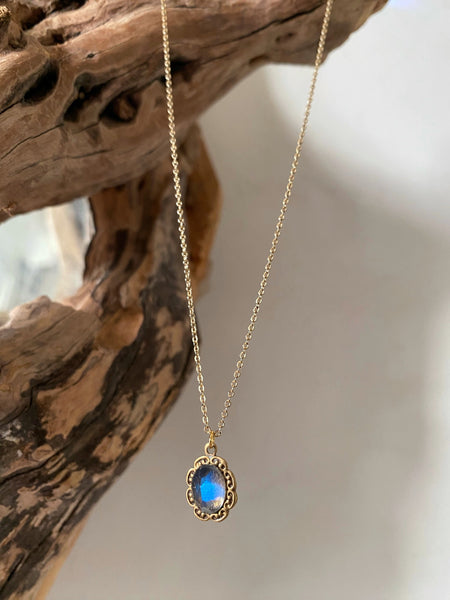 dahlia gold labradorite necklace