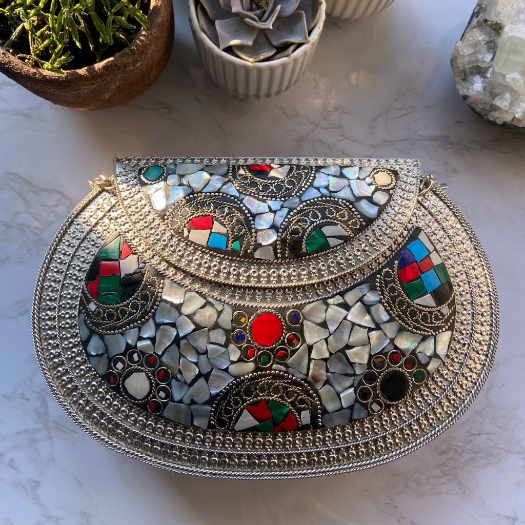 gaia silver pearl bag