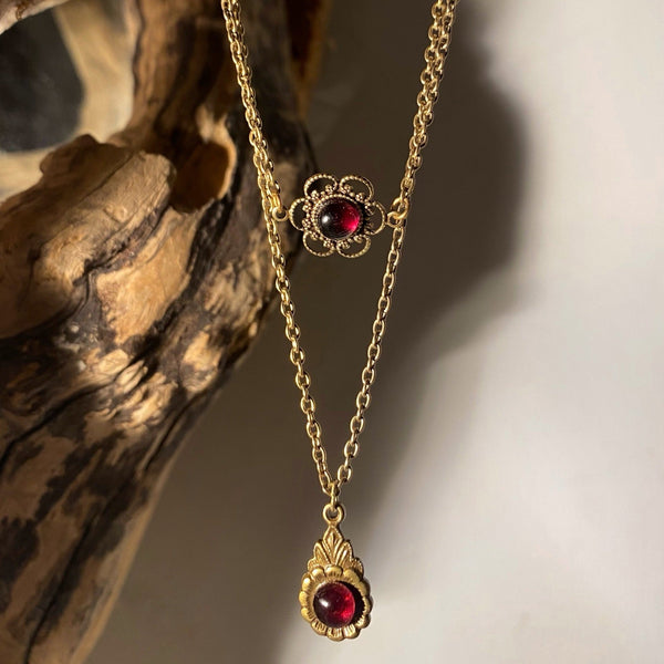 garnet gold necklaces