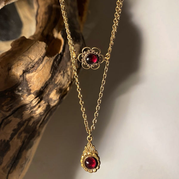 garnet gold necklaces