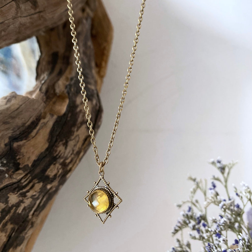 Ophelia Citrine Antique Gold Necklace