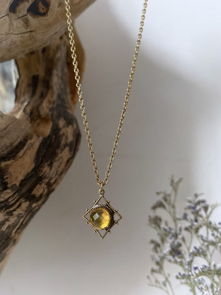 Ophelia Citrine Antique Gold Necklace