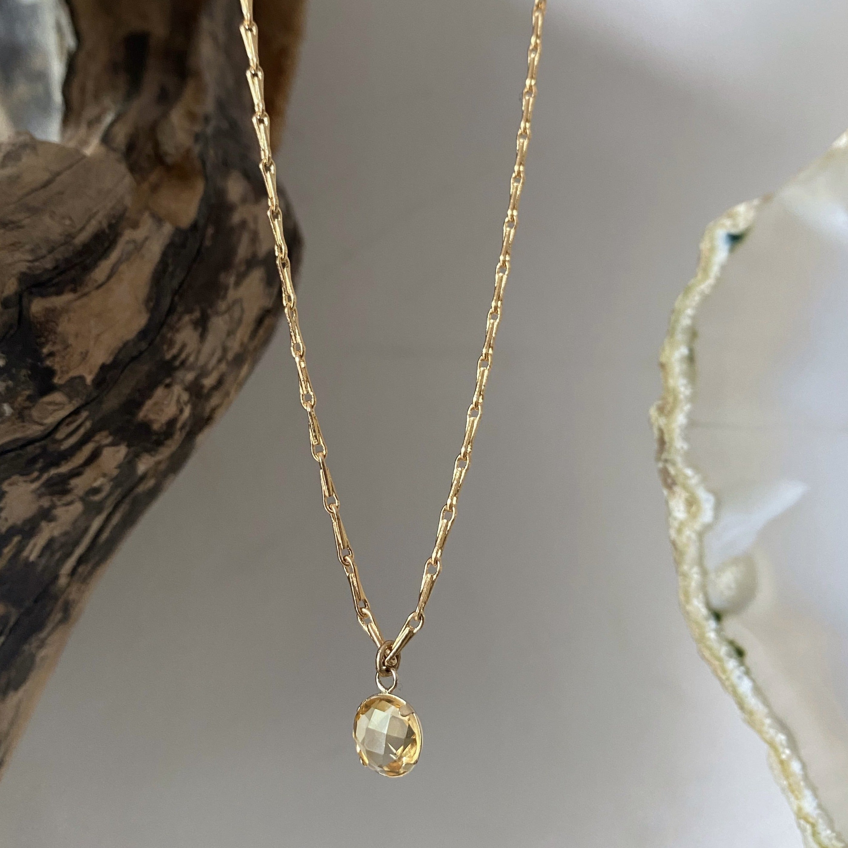 gold citrine neckace