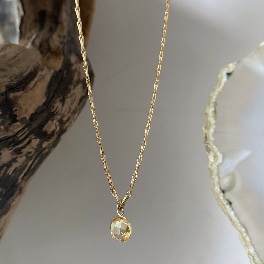 gold citrine neckace