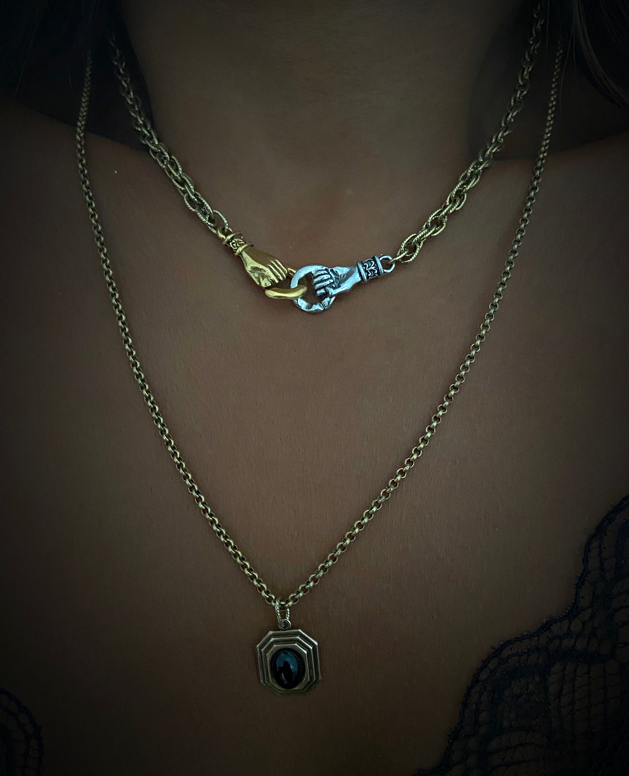 athena and interlocking connection necklace