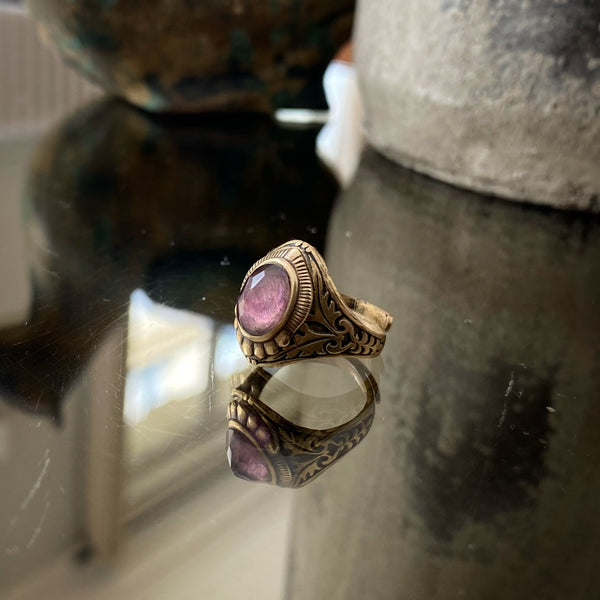 Irissa Antique Brass Amethyst Ring