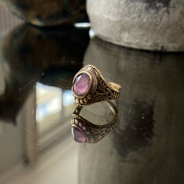 Irissa Antique Brass Amethyst Ring