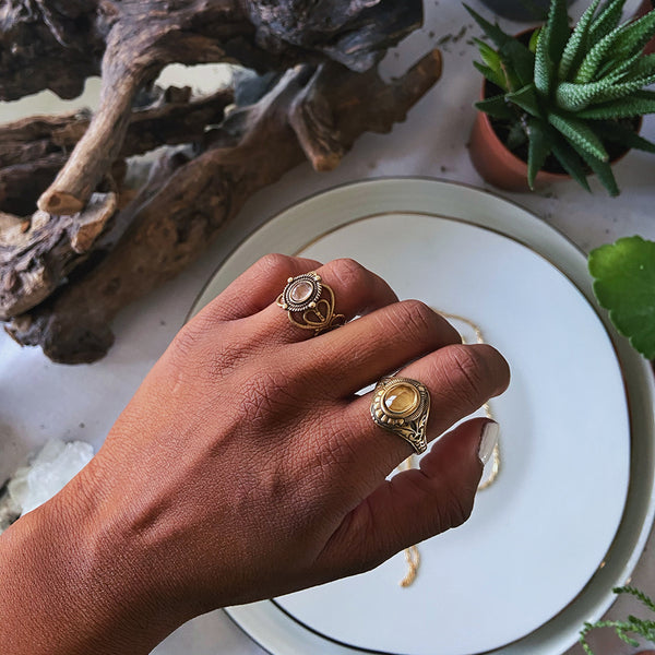 brass gemstone rings
