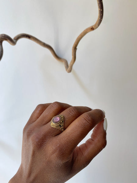 Irissa Antique Brass Amethyst Ring