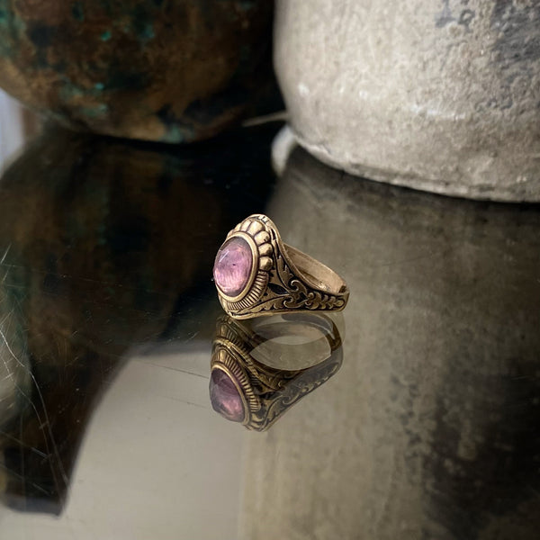 Irissa Antique Brass Amethyst Ring