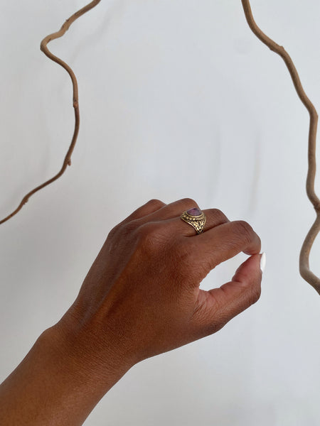 Irissa Antique Brass Amethyst Ring