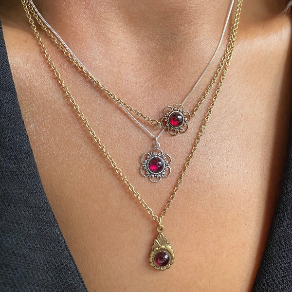 layering garnet necklaces