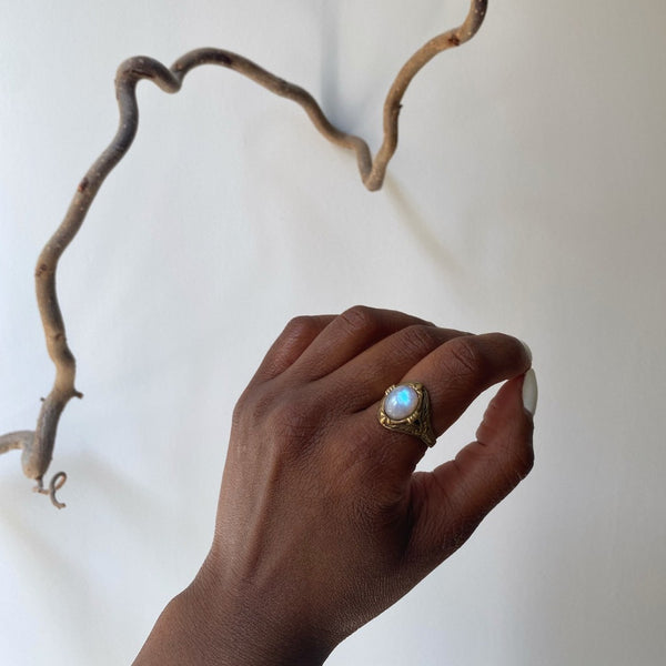 marya rainbow moonstone ring