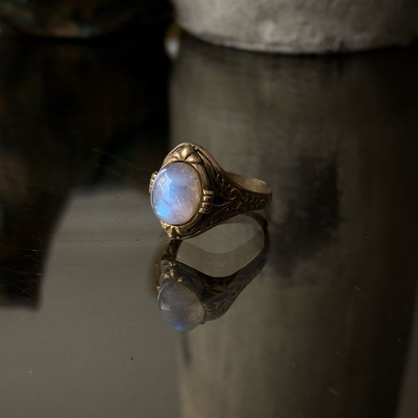 Marya Antique Brass Moonstone Ring