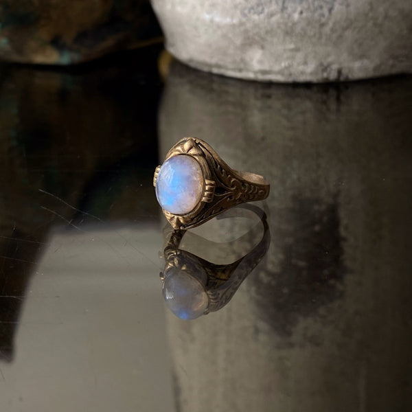 Marya Antique Brass Moonstone Ring