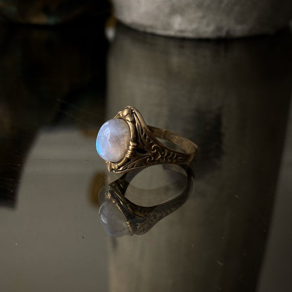 Marya Antique Brass Moonstone Ring